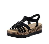 Rieker Femme V3902 Sandales compensées, Noir, 38 EU