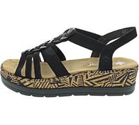 Rieker Femme Sandales compensées, Noir Noir Noir, 39 EU