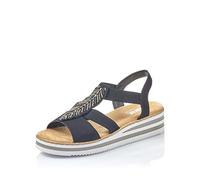 Rieker Femme Sandales V02C1, Dame Sandales Fines,Chaussure d'été,Sandale d'été,Confortable,Plate,Noir (Schwarz / 00),37 EU / 4 UK