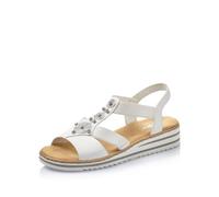 Rieker Femme Sandales V0687, Dame Sandales Fines,Chaussure d'été,Sandale d'été,Confortable,Plate,Blanc (Weiss / 80),38 EU / 5 UK