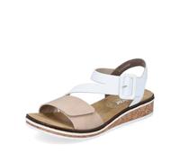 Rieker Femme Sandales V3660, Dame Sandales Fines,Chaussure d'été,Sandale d'été,Confortable,Plate,Beige (Beige Kombi / 60),42 EU / 8 UK