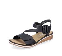 Rieker Femme Sandales V3660, Dame Sandales Fines,Chaussure d'été,Sandale d'été,Confortable,Plate,Noir (Schwarz / 02),40 EU / 6.5 UK