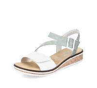 Rieker Femme Sandales V3660, Dame Sandales Fines,Chaussure d'été,Sandale d'été,Confortable,Plate,Vert (grün Kombi / 52),37 EU / 4 UK