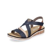 Rieker Femme Sandales V3663, Dame Sandales Fines,Chaussure d'été,Sandale d'été,Confortable,Plate,Bleu (Blau Kombi / 91),40 EU / 6.5 UK