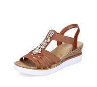 Rieker Femme Sandales V3869, Dame Sandales Fines,Chaussure d'été,Sandale d'été,Confortable,Plate,Marron (Braun / 24),40 EU / 6.5 UK