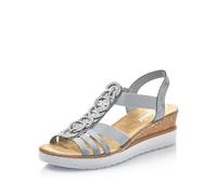 Rieker Femme Sandales V38H8, Dame Sandales Fines,Chaussure d'été,Sandale d'été,Confortable,Plate,Bleu (Blau / 12),39 EU / 6 UK