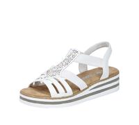 Rieker Femme V0240 Sandales compensées, Blanc, 42 EU