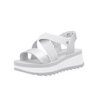 Rieker Femme W3053 Sandales compensées, Argent Platine, 36 EU