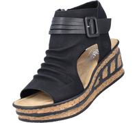 Rieker Femmes Sandale à tige haute talon compensé fermeture éclair 68191, Taille:41 EU, Couleur:Noir