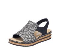 Rieker Femmes Sandales Noires Beiges 62971