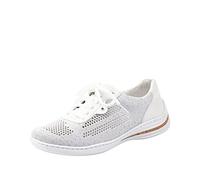 Rieker M3506 Femme Sneakers Basses, Blanc (White-Silver/Weiss 80), 36 EU