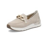 Rieker - Mocassins Beige à Talon Plat avec Logo embossé et chaîne décorative