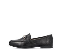Rieker - Mocassins en cuir noir avec boucle dorée - Femme - Chaussures - Noir - Taille: 36 EU