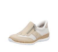 Rieker Mocassins Femme Memosoft Doux Léger Antidérapant Beige Fermeture N42G5