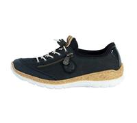 RIEKER Montreux Baskets cuir bleu femme - Zip & lacets semelle Antistress 37