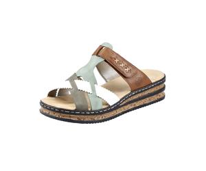 Rieker Mule cognac / kaki / menthe / blanc, Taille 40