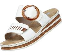 Rieker Mule femme étroite avec grande boucle ronde et talon compensé 62993, Taille:41 EU, Couleur:Blanc