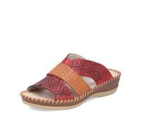 Rieker Damen Pantoletten 61338, Frauen Slipper,Backless Slipper,Gartenschuhe,Sommerschuhe,sommerclogs,Sandalen,Slides,Rot Kombi (35),39 EU / 6 UK