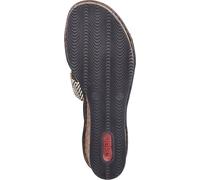 Rieker Sandale femme à bride en T et talon compensé en liège 68182, Taille:42 EU, Couleur:Noir