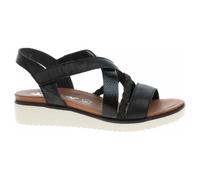 Rieker Sandale Femme Cuir Velcro Talon compensé V3773, Taille:41 EU, Couleur:Noir