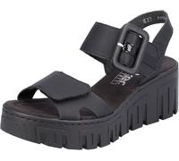 Rieker Sandale Femme Plateau Velcro Déco-boucle 68050, Taille:42 EU, Couleur:Noir
