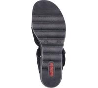 Rieker Sandale Femme Sandale Courroie croisée Talon compensé Boucle 67463, Taille:42 EU, Couleur:Noir