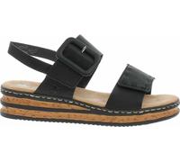 Rieker Sandale Femme Sandale Slingback Talon compensé Boucle 62950, Taille:40 EU, Couleur:Noir