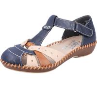 Rieker Sandale Femme T-sangle semi-fermée Velcro M1655, Taille:42 EU, Couleur:Bleu
