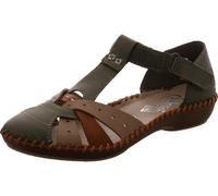 Rieker Sandale Femme T-sangle semi-fermée Velcro M1655, Taille:42 EU, Couleur:Vert