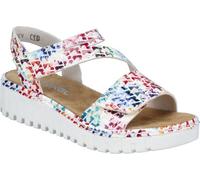 Rieker Sandale Femme Velcro confortable talon compensé étroit coloré V1364, Taille:38 EU, Couleur:Multicolore