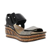 Rieker Sandales 68172 à lanières plates Noir Taille 38