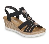 Rieker Sandales compensées pour femme 619B2 - Noir - 41 EU