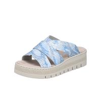 Rieker Sandales Compensées Femme Pantolette Serpent Bleu Plateau V4989