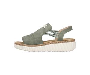 Rieker sandales compensées femme vertes - bride élastique, talon 40 mm, confort 41