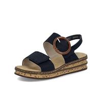Rieker Sandales compensées pour femme 62950, Bleu 14., 39 EU Schmal