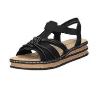 Rieker Sandales compensées pour femme 62969 Noir Taille 38 EU