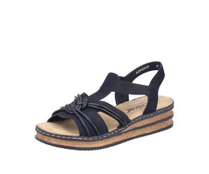 Rieker Sandales compensées pour femme 62969 Noir 40 EU
