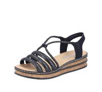 Rieker Sandales compensées pour femme 62977 Noir 39 EU