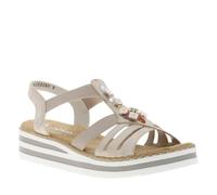 Rieker Sandales compensées pour femme V0245 - Beige - 39 EU