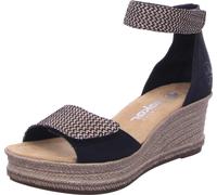 Rieker sandales compensées pour femmes 31473-36, 31473-37, 31473-38, 31473-39, 31473-40, 31473-41, 31473-42 RIE-68793 noir/naturel 40