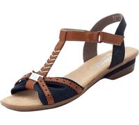 Rieker Femme Sandales 63499, Dame Sandales Fines,Chaussure d'été,Sandale d'été,Confortable,Plate,Bleu (Blau Kombi / 14),38 EU / 5 UK