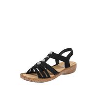 Rieker Femme Sandales 62831, Dame Sandale à lanières,Sandales à lanières,Chaussures d'été,Sandales d'été,Confortable,Plat,Schwarz,37 EU / 4 UK