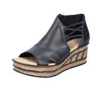 Rieker Sandales compensées pour femme 68197, Noir 00., 39 EU