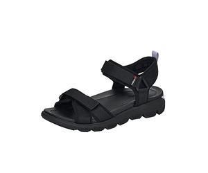 Rieker Sandales noires en cuir lisse 36 EU, Noir, 38 EU
