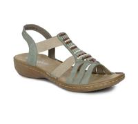 Rieker Femme Sandales 60851, Dame Sandales Fines,Chaussure d'été,Sandale d'été,Confortable,Plate,Vert (grün / 52),41 EU / 7.5 UK