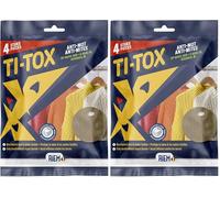 Riem - Ti-Tox Anti-Mites 4 pièces - Crochet Contre Les Mites Vestimentaires - Aussi Efficace Contre Les Larves - Protège Les vêtements en Laine et Autres Textiles, Brun (Lot de 2)