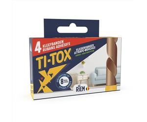 Riem - Ti-Tox Attrape-Mouches 4 pièces - Ruban adhésif contre les Mouches - Sans Insecticide - Efficace jusqu'à 8 semaines