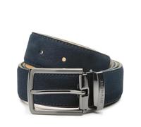 Riemen & Co DTCH.FIT Oliver Ceinture en daim - Boucle réglable en bronze rouge - 3,5 cm de large, bleu, 85cm (Totale gürtellänge 100cm)