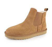 riemot Bottes Chelsea Femme Boots Hiver Chaudes en Daim Véritable Doublure Polaire Confortable Bottines Semelle Mémoire Élastique Latéral Chaussures Antidérapant pour Randonnée Ville Neige, 37EU