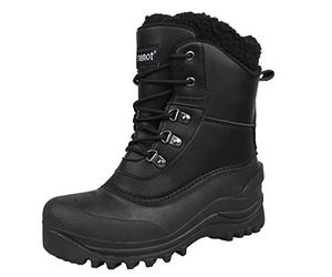 riemot Bottes de Neige Femme Hommes Confortable Chaussures de Hiver avec Fourrure Antidérapant Chaude Cuir Neige Bottines Impermeabilisant Chaussure Randonnée Boots de Trekking Outdoor,Black,EU 38